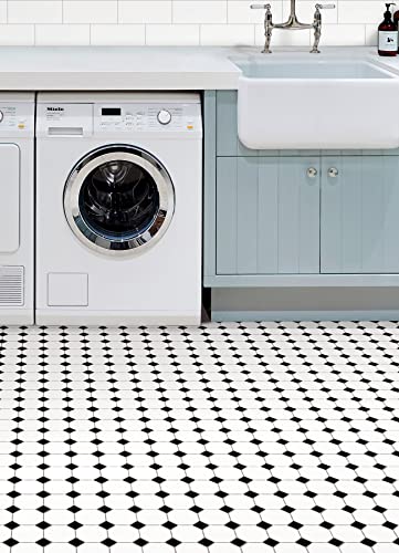 Peel & Stick Black Floor Tiles for Home Decor