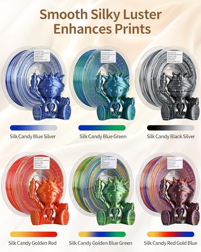 Image of LANDU Silk PLA Filament 1.75mm 3D Printer Multicolor Filament Gradient Color Changing Filament 1kg (2.2lbs) Dimensional Accuracy + /- 0.07 mm Silk Candy