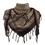 Explore Land Cotton Shemagh Keffiyeh Tactical Desert Scarf Neck Head Wrap with Tassel for Men Women (Black and Brown, one size)