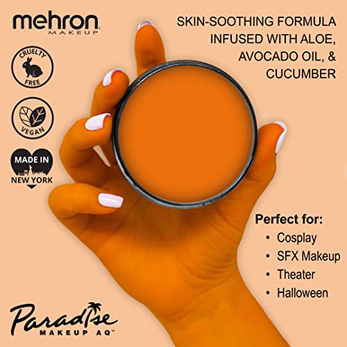 Image of Mehron Makeup Paradise Makeup AQ Pro Size | Stage & Screen Performance, Face & Body Painting, Beauty, Cosplay, and Halloween | Water Activated Face Paint, Body Paint 1.4 oz (40 g) - Orange