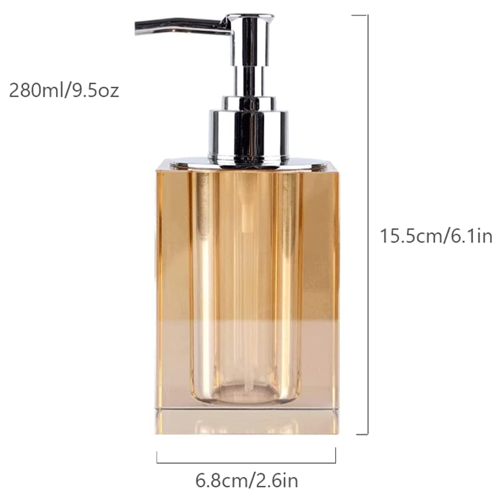 Dispenser di sapone manuale classico, set di accessori da bagno da 4 pezzi, pompa per sapone, dispenser di lozione in vetro trasparente di alta qualità, 280 ml/9,5 oz, ambra - 1 co,Amber-1 pack