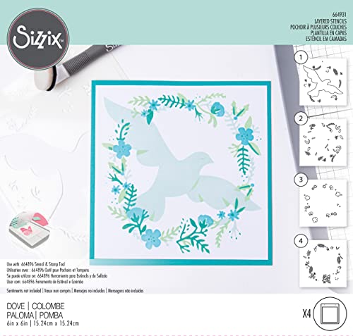 Sizzix Layered Stencils 4PK Dove, One Size - Image 3