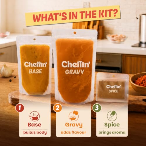 Image of Cheffin' Kadhai Veg Masala 285g | Chef Curated Gourmet Cooking Kit |Cooks 150-200g Veggies or Paneer| Ready in 10 mins| 100% Natural, No Preservatives | Just add Fresh Veggies or Paneer |Serves 2-3