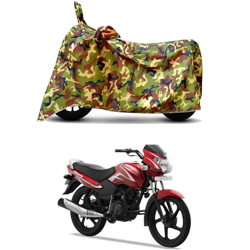 Image of Waterproof 100% PVC Coated Full Bike Scooty Two Wheeler Body Cover Compatible for TVS Sport BS6 /UV-Rays /Heat Protection /Birds Dropping /Scratchproof /Dust Proof /All Varient[6X6 Jungle Print]