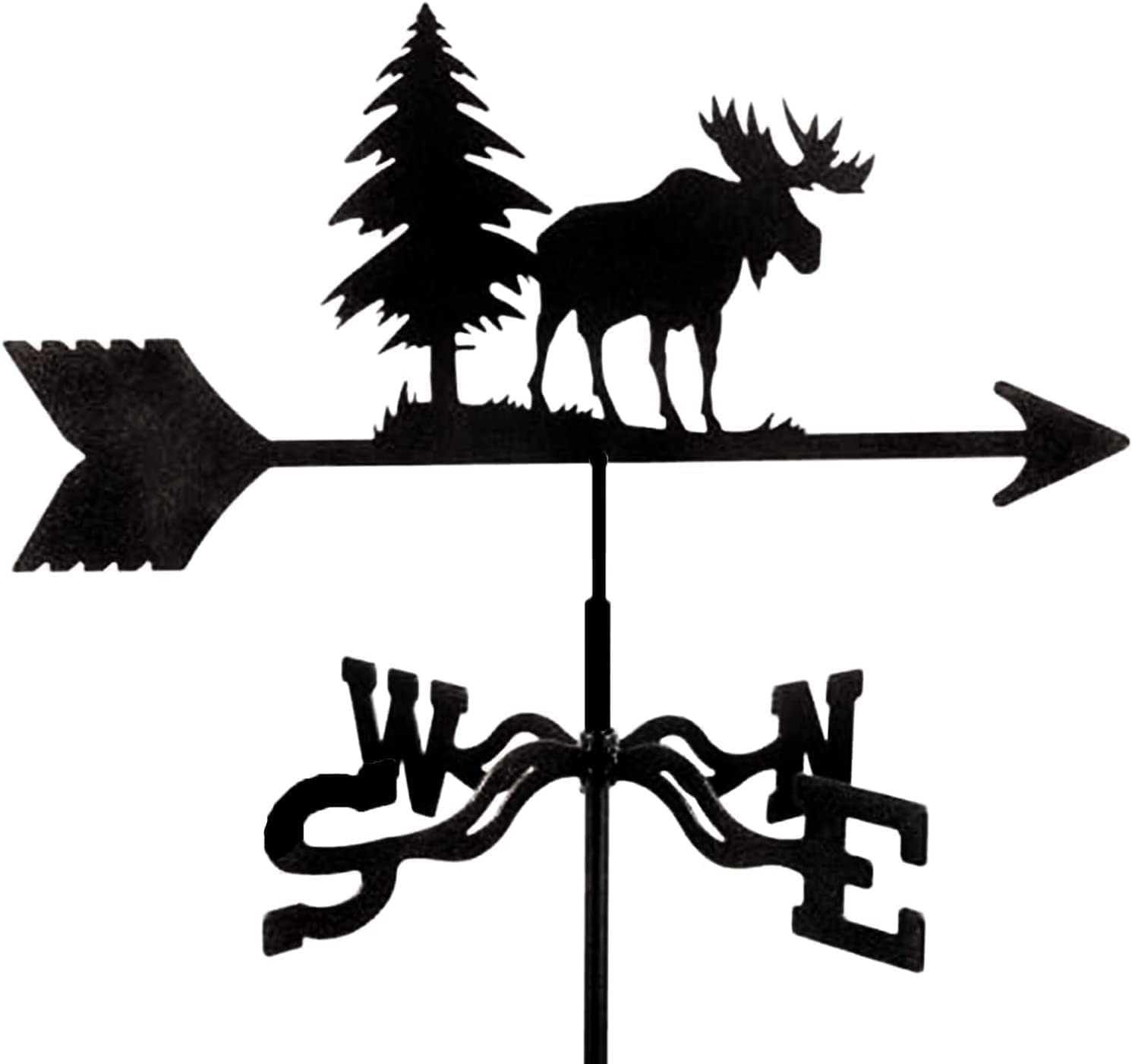 Klonwg Black Elk Weather Vane Weathervane For Garden Weather Vane Stainless Steel Creative Wind Direction Indicator Garden Stake Weathercock