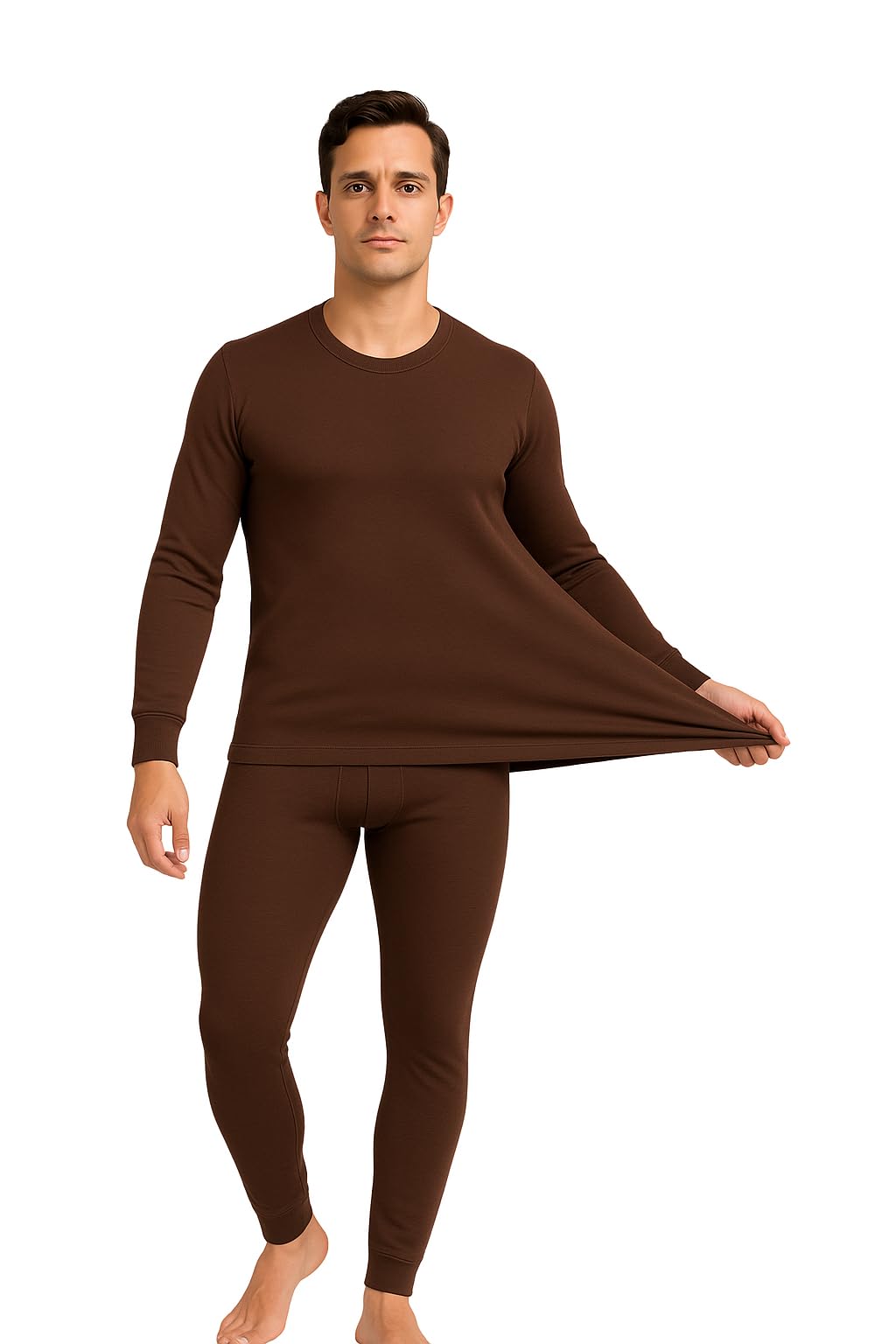 all rite Men's Premium Cotton Rich Thermal Innerwear Set, Long Sleeve Top and Bottom, Slim Fit Winter Wear, Unisex Layering Comfort-picture-25