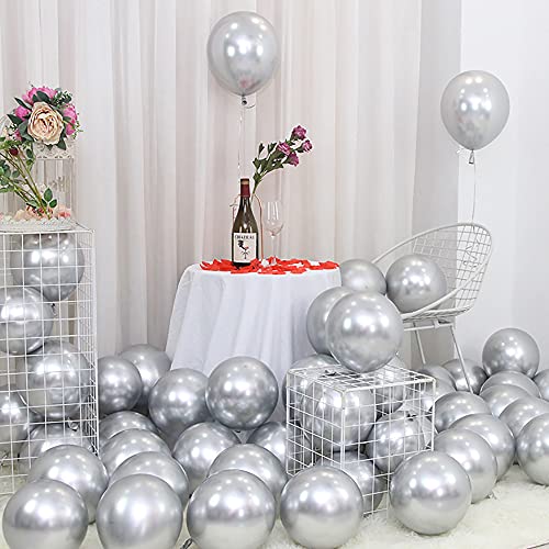 DOJoykey 20pcs Silver Metallic Balloons 12 Inch Shiny Silver Latex Balloons for Birthday Wedding Engagement Baby Shower Party Decoration