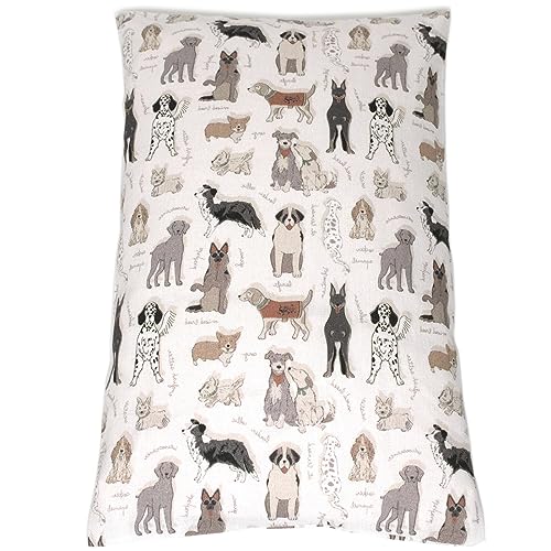 Zirbenkissen 30x20cm Bio-Baumwolle 'Liebe Hunde' + Bio-Inlett - 100% naturrein. Duftkissen mit Zirbenspäne