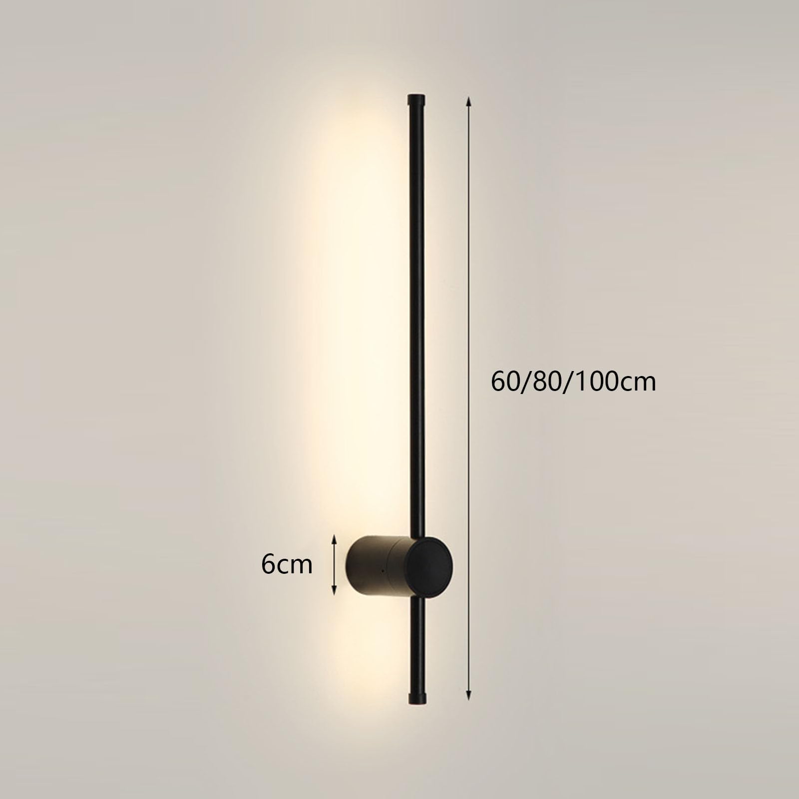 Kinkiety, Zestaw 2 nowoczesnych, prostych liniowych kinkietów LED, 3000K(Black,100cm)