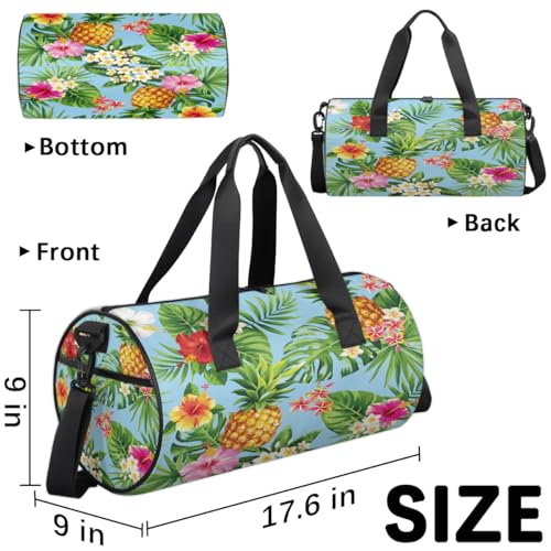 Tropical Fruit Pineapple Travel Gym Bag Waterproof Sport Dance Bag for Women Men Portable Gymnastics Duffel Bags Canvas Tote Carry on Handbag for Workout Overnight Weekender3