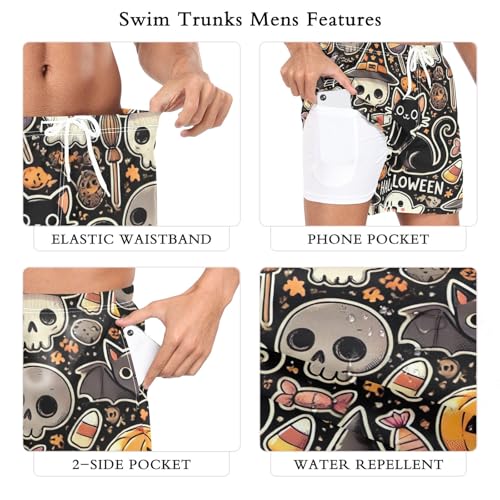 Men's Swim Trunks with Liner Spotted Leopards Quick Dry Bathing Suit Small4