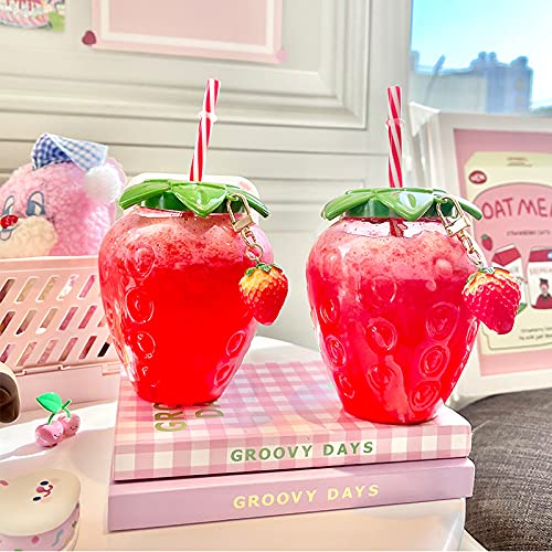 Cute Strawberry Water Bottle - Kawaii Milk Carton Shape, 480ml, Leakproof, BPA Free, For Kids & Adults - View #4