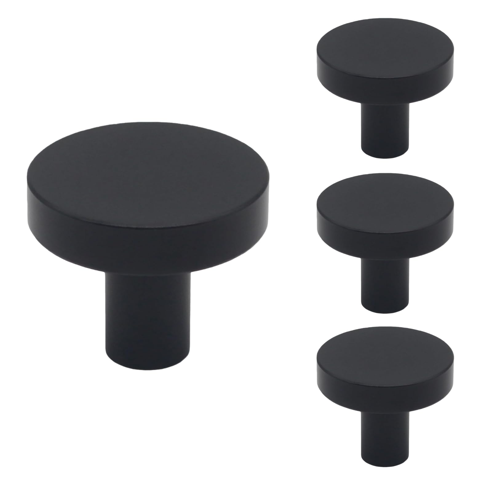 4 pack 30mm drawer pulls, kitchen cabinet knobs solid round dresser drawer knobs dresser knobs simple cabinet hardware for cupboard drawer pulls (black)