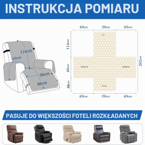 Ystyle Dwustronny Narzuta Na Fotel, Relaksacyjny Ochraniacz Z Podłokietnikami, Wytrzymały Pokrowiec Na Fotel, Odwracalny Zmywalny Narzuta Na Sofę (1-Osobowy, Jasnoniebieski + Jasnozielony)