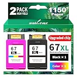 SAILNER 67XL Ink Cartridges Black/Color Combo Pack Replacement for HP Ink 67 HP67XL (2-Pack High Yield) Compatible with HP DeskJet 2755e 2855e 2700e 4155e 2734e 2827e 4100e Envy 6055 6455e Printer