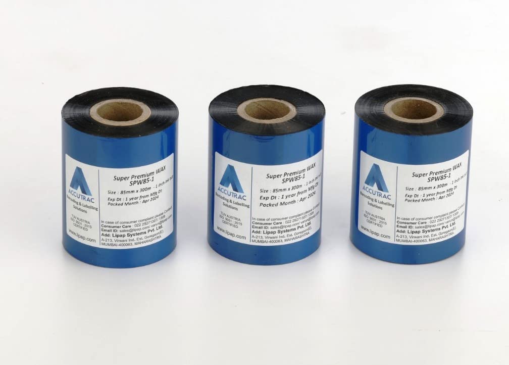 ACCUTRAC 85 X 300 Meters Thermal Transfer Barcode Labels Ribbon Premium Wax for Printer TSC, Zebra, Citzen, Datamax, Thosiba, Sato Etc (Pack of 3) (B0D9BJZV5K) Amazon Price History, Amazon Price Tracker