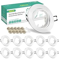 10er Einbaustrahler GU10 Einbaurahmen Schwenkbar Weiß, inkl. GU10 Fassung, Rund LED Spots 230V Decken Einbauleuchten Rahmen, Einbaulochmaße 65mm, Keramik GU10 Fassung für LED oder Halogen Leuchtmittel