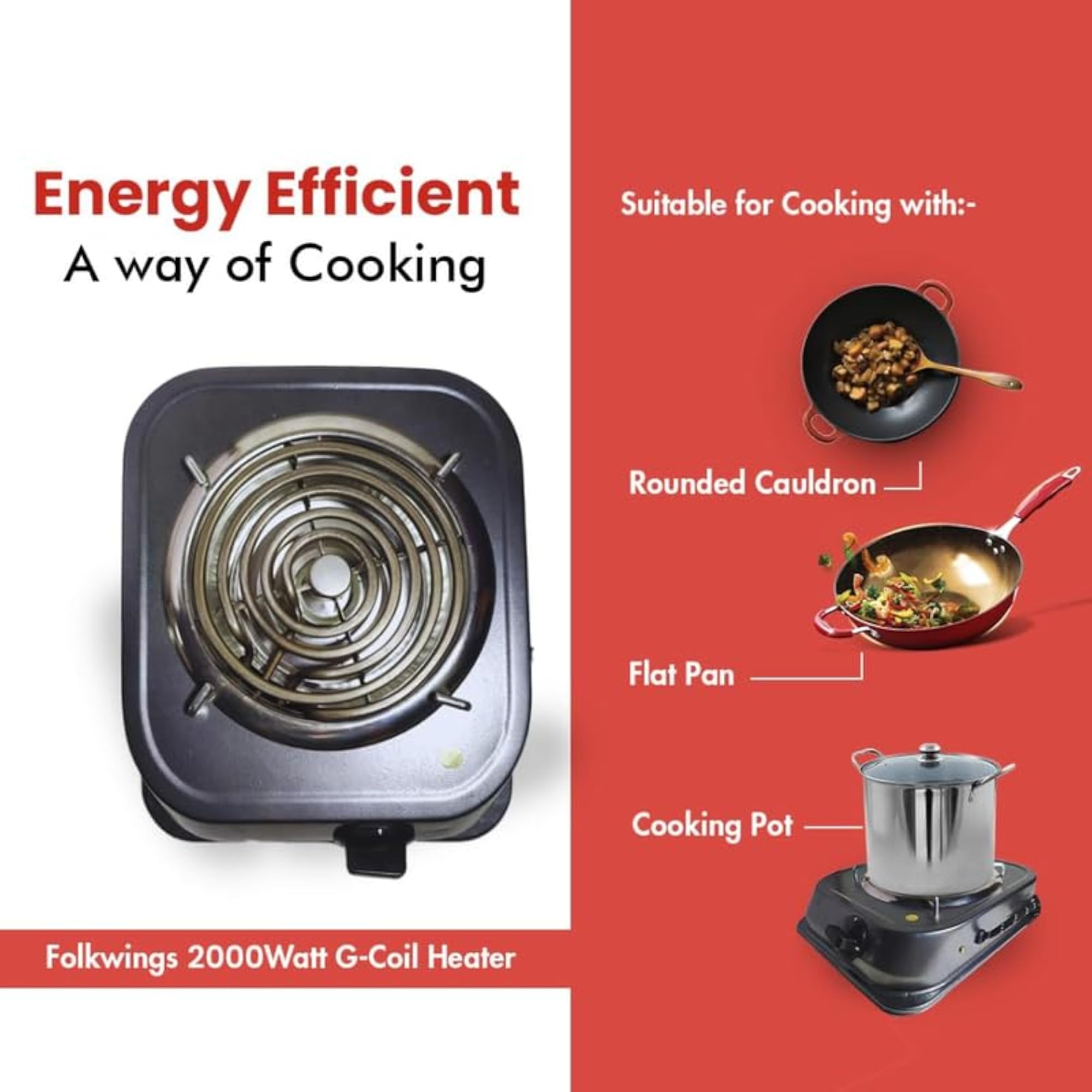 2000W Electric Hot Plate Single Burner Portable Cooktop