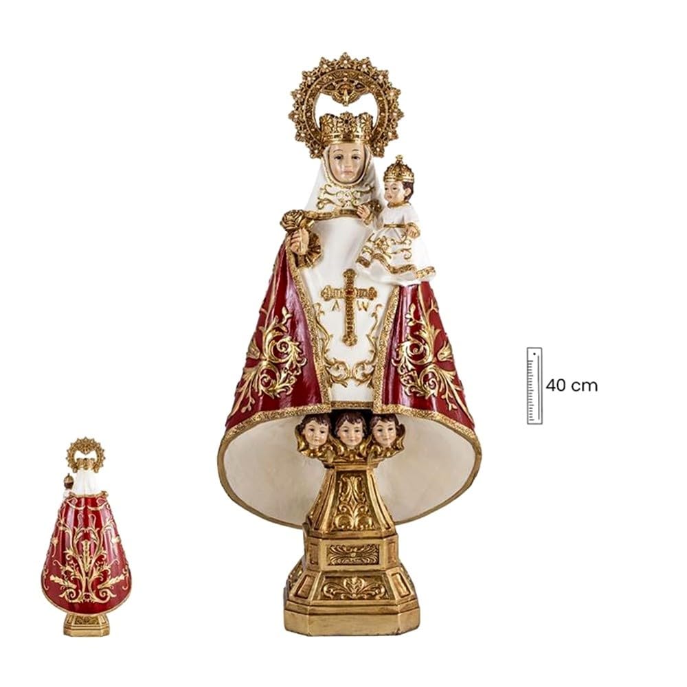 Virgen Covadonga 40 cm. imagen resina color detalle peana dorada