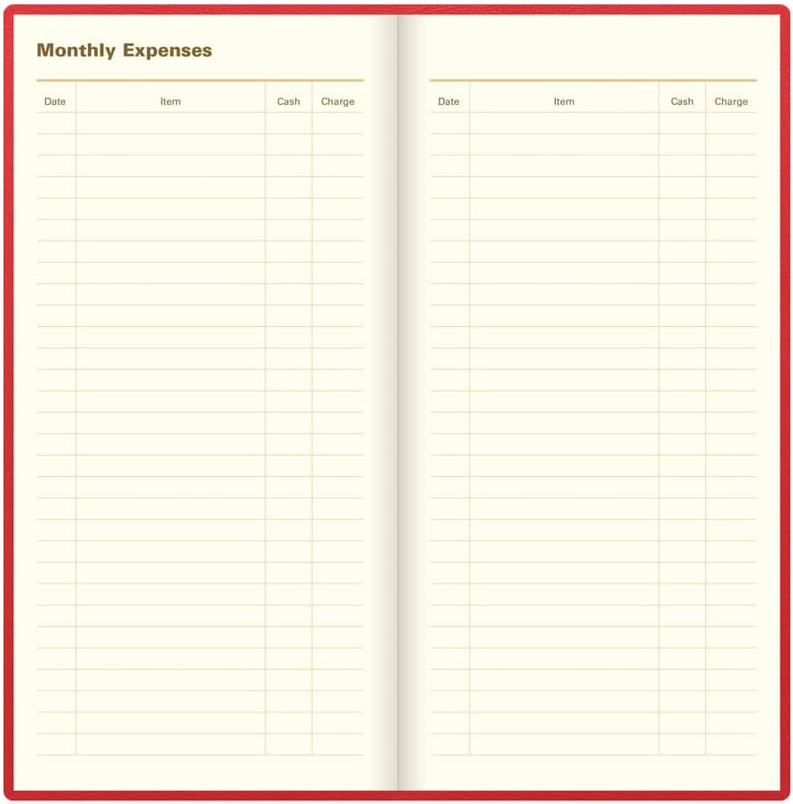 Letts of London® 2026 Belgravia Weekly/Monthly Appointment Book and Planner, 12 Months, January to December, Italian Leather, Vertical, Slim Size, 6.625" x 3.25", English, Red (C33SURD-26)