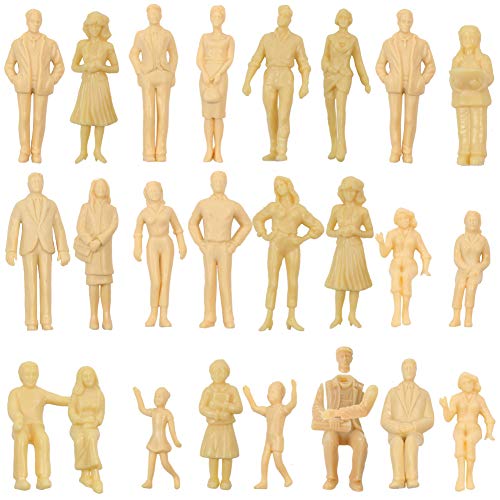 P2501B 24pcs Model Trains Architectural 1:25 UnPainted Figures G Scale Sitting and Standing Person Model Railway Layout New
