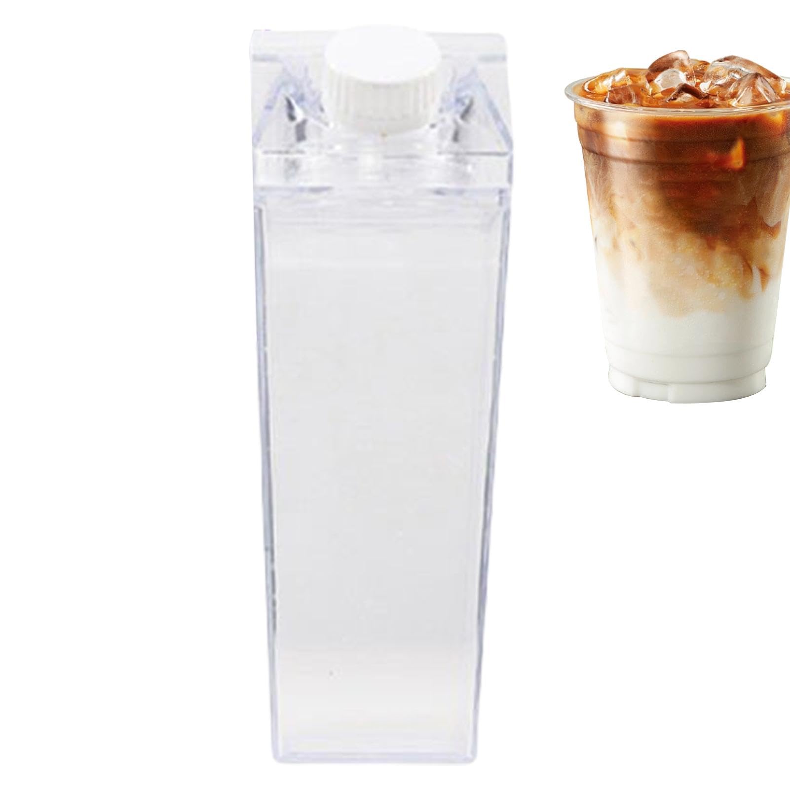 Milk Carton Water Bottle - Reusable Coffee Bottle with Square Design,Juice Bottle, Leakproof Carton Shaped Milk Carton Cup for Outdoor Sports, Climbing, Camping