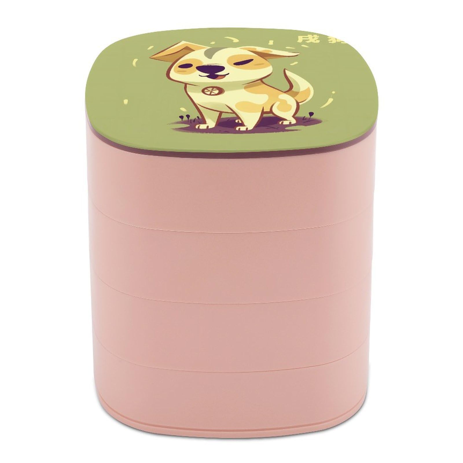 JTREHY Cartoon Puppy Jewelry Box 4-Layer Covered Rotating Jewelry Storage Box Large Capacity Storage Boxes Portable Jewelry Case for Bracelets Earrings Necklace