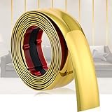 Glossy Gold Peel and Stick PVC Molding Trim, Flexible DIY Wall Accent Strip for Mirror Frame, Cabinet, Edges & Borders and Tiles (590''L x 1.2''W)