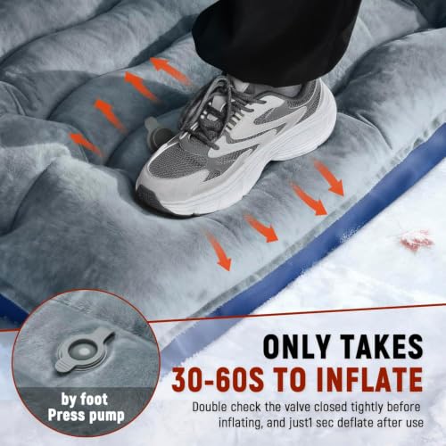 Image of FUN PAC Camping Sleeping Pad, 9.2R-Value Ultralight Camping Mat with Pillow Built-in Foot Pump Inflatable Sleeping Pads Compact for Camping Backpacking Hiking Traveling-Lined Version Grey