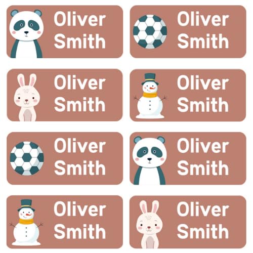 StiKiddo® 180 Premium Personalised Name Labels for Clothes & Items - Ideal for Clothing, Lunch Boxes & Items for Nursery, School & Daycare - No-Iron, Washable Stick-On Tags for Kids - Brown