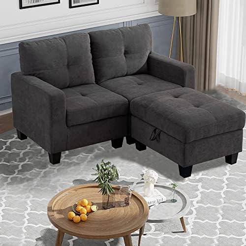 Payeel 3 Seat Modular Sectional Sofa with Storage Ottoman, L/U-Shaped Living Room Furniture Set for Small Spaces - Durable Foam & Solid Wood Frame