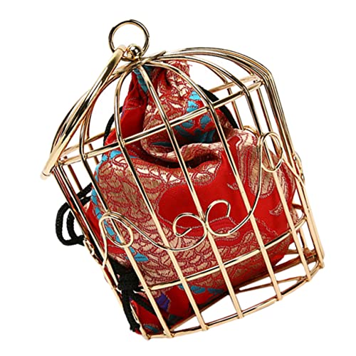 Sac cage à oiseaux Healvian pour femme avec chaîne et bandoulière ethnique rouge