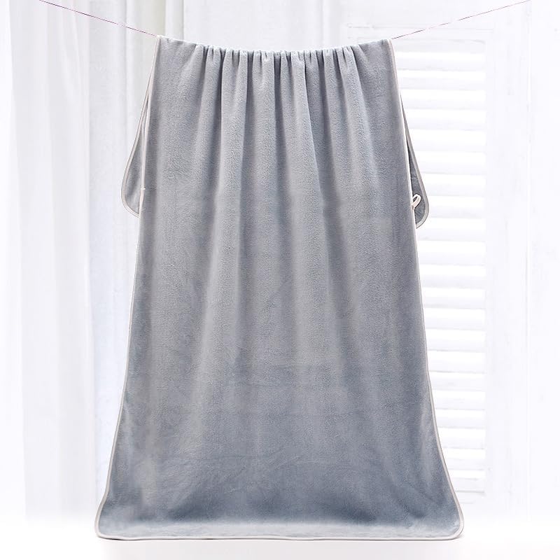 Image of Dribble Coral Fleece 450 GSM Bath Towel 70x140 cm | Ultra Soft, Quick Dry, Highly Absorbent | Lightweight & Skin-Friendly Towel for Bathroom, Gym & Travel, Grey