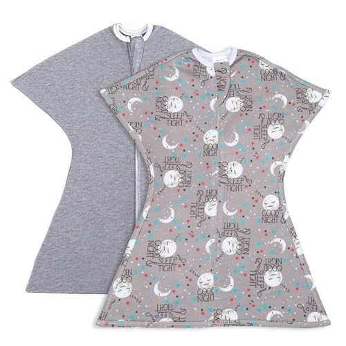 Image of SleepingBaby Zipadee-Zip Transition Swaddle - Cozy Baby Swaddle Blanket with Zipper Convenience - Roomy Wearable Blanket for Easy Diaper Changes - Goodnight Moon, Small (4-8 Month) - 2 Pack