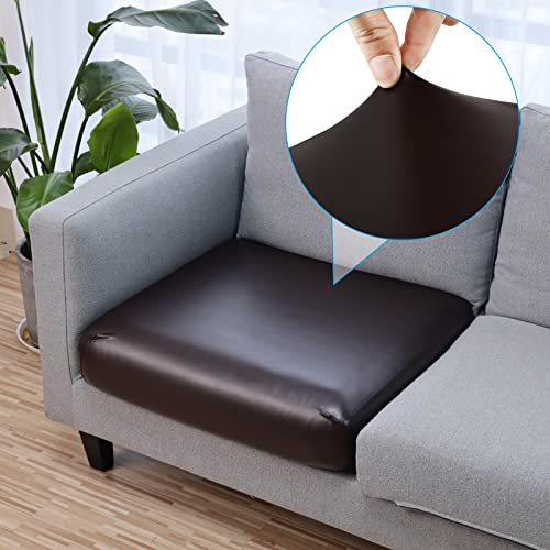 Image of YISUN PU Leather Couch Cushion Cover, Waterproof Stretch Sofa Slipcovers, Faux Leather RV Chair Seat Covers, Loveseat Cushion Replacement Chair /Furniture Protector, 2Pcs(Brown)