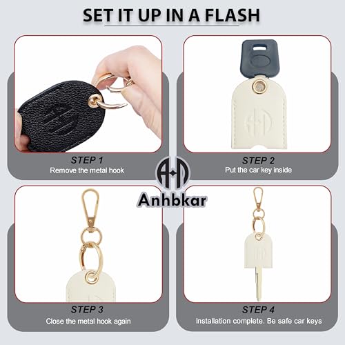 Image of Leather Keys Sleeve for Broken Car Key Loop Replacement, Keychain Cover Cute Protector and Holder for Men, Women