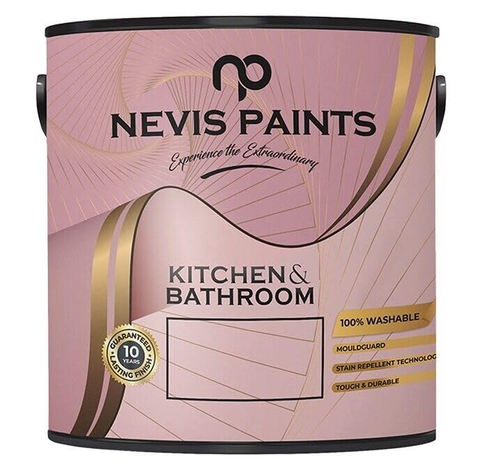 Anti Mould & Fungal Bathroom & Kitchen Paint 1 L Stain Repellent Tough & Durables Kitchen & Bathroom Paint, 100% Washable, Stain Repellent, 10 Year Finish Guarantee (Brilliant White)