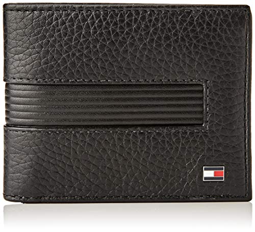 Tommy Hilfiger Downtown Mini CC Wallet & KEYFOB, Productos de cuero pequeños para Hombre, Negro, One Size