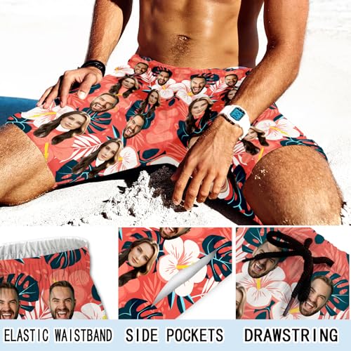 Custom Swim Trunks for Men with Face Personalized Photo Hawaiian Beach Shorts Customized Funny Gifts for Him3