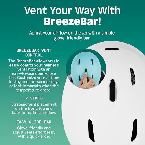 Image of Retrospec Zephyr Ski Helmet - Snowboard Helmet for Adults & Youth with Adjustable Fit, 9 Breathable Vents, Removable Washable Earmuffs - Snow Sports Helmet for Men & Women