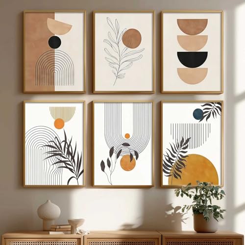 Image of kotart Painting Boho Wall Art Home Decoration Paintings With Frame For Living Room Bed Hotel Decor Digital Reprint Set Of 6 (14X20 Inch)