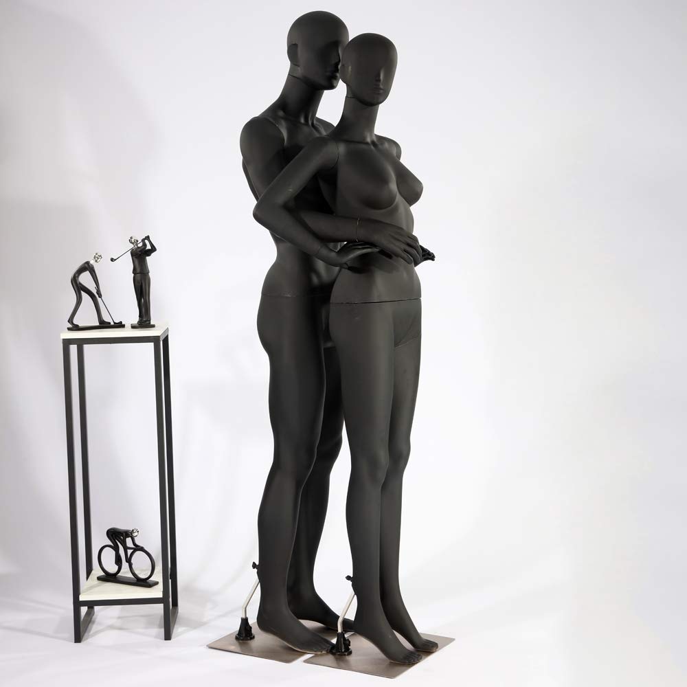Manichino maschile di alta qualità LM2-8, astratto, laccato nero opaco, con naso e bocca modellati, manichino maschile (uomo LM2-8)