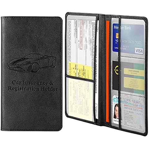 WEGOO Glove Box Organizer, PU PVC Car Registration Insurance Card Holder, Durable Scratch Resistant Vehicle Glove Box for Driver's License Key Information Cards 9.5 * 2.1inch Cover
