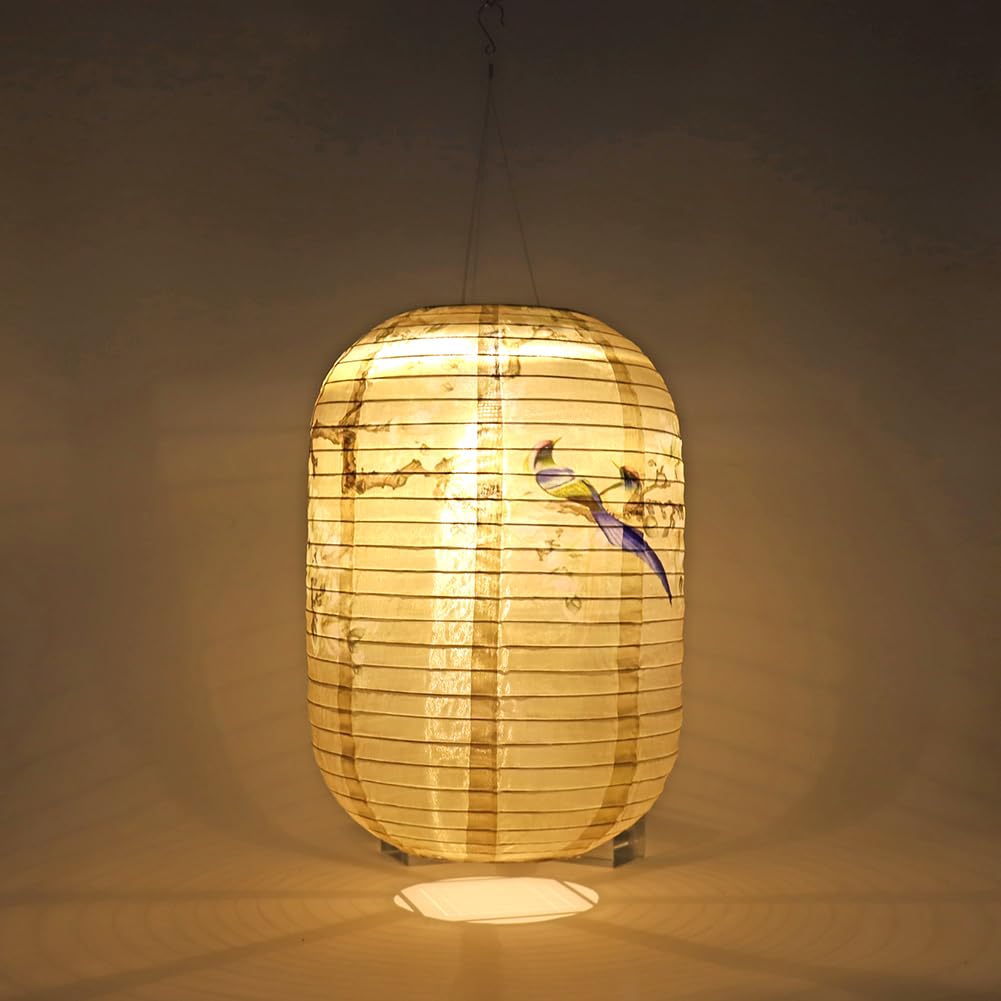 Solar Powered Japanese Style Lanterns Nylon Cloth LED Festival Lanterns IP65 Waterproof Lantern Atmosphere Light Outdoor Garden Party Decoration