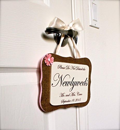 Custom Handmade Wedding Room Door Hanger for Newlyweds/Honeymooners/Just Married