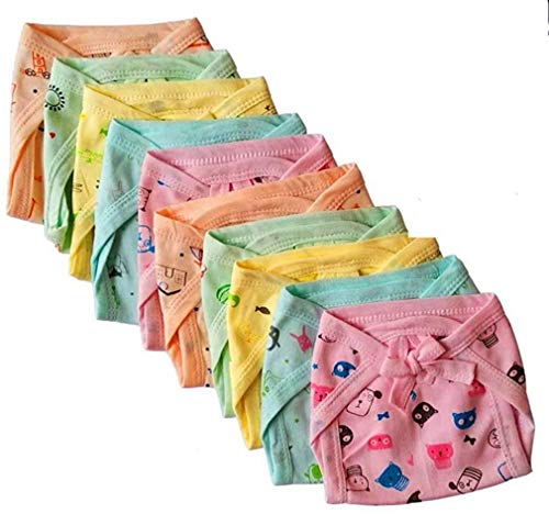 Image of Ambaby Pack of 12 Newborn Baby Cotton Langot & Cloth Nappies | Soft Hosiery Cotton Reusable Washable Cloth Diapers for Baby Boys & Girls | 0-6 Months Multicolor Baby Nappies
