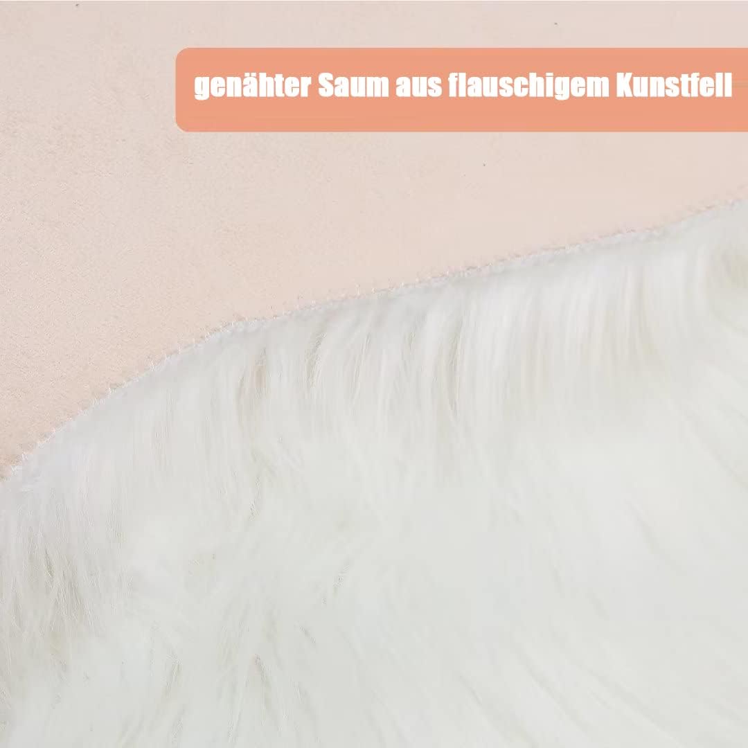 Faux Lammfell Schaffell Teppich Kunstfell Dekofell in Super weich Lammfellimitat Longhair Fell Optik Nachahmung Wolle Bettvorleger Sofa Matte für Schlafzimmer Kinderzimmer