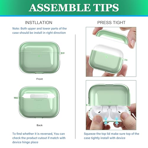 Image of for AirPods Pro 3 Clear Case 2025, Military-Grade Shockproof, Soft TPU Highly Transparent Anti-Yellowing for AirPods Pro 3 Case with Cleaning Kit & Cute Round Buckle, Clear Green