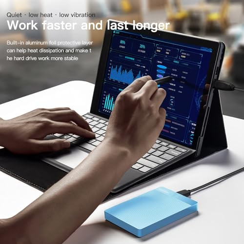 Image of UnionSine 500GB 2.5 inch Ultra Slim Portable External Hard Disk Drive HDD-USB 3.0 for PC, Mac, Laptop, PS4, Xbox one,Xbox 360,HD-2510(Blue)