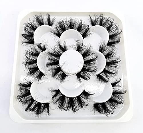HBZGTLAD new 5 Pairs 25 mm 3d Mink Lashes Bulk Faux with Custom Natural Mink Lashes Pack Short Wholesales Natural False Eyelashes (QZ-01)